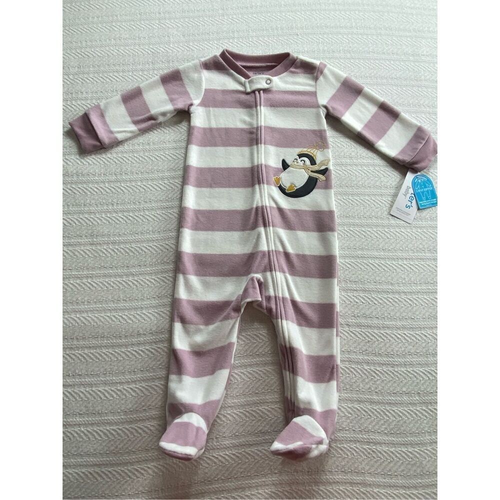 CARTER 9M WINTER Penguin FLEECE FOOTED SLEEPER
